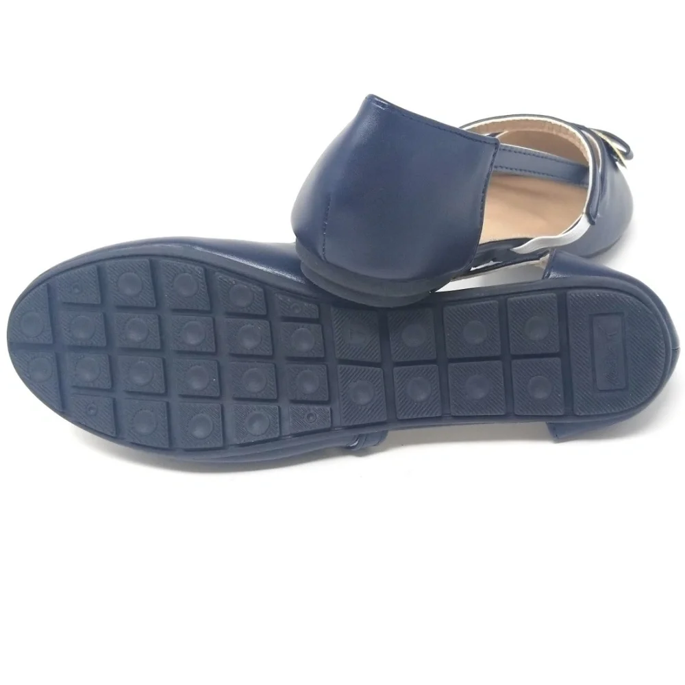 Mary Jane Ballet Buckled Open Flats, B-2836, Navy - Picture 5 of 5
